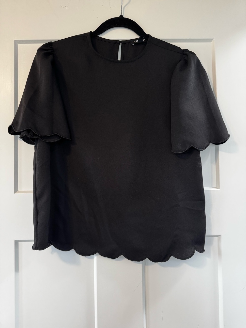 Express Black Scalloped Sleeve Blouse